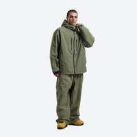 
                  
                    Men's breathable ski jacket with chest zip pockets - olive green jacket with olive pants, for powder days and winter commute
                  
                
