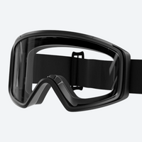 
                  
                    Snow goggles with quick adjust strap buckle - black frame cylindrical ski goggles, open frame strap view, for resort ski days
                  
                