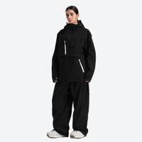 
                  
                    Women's 2-layer snowboard jacket and pants - black jacket with black pants, for resort and street wear
                  
                