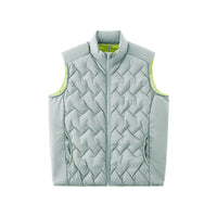 
                  
                    Unisex ultralight packable down vest and jacket - light blue ultralight down vest with lime lining, front product view
                  
                