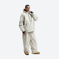 
                  
                    Men's waterproof 2L anorak snow jacket and pants - cream jacket with cream pants, for cold-weather winter sports
                  
                