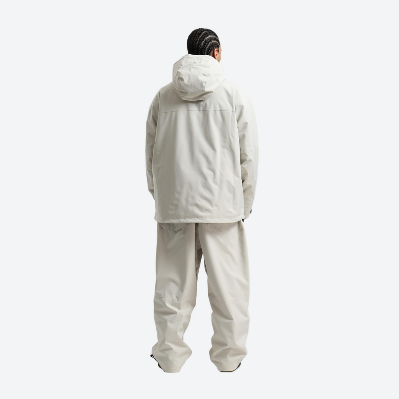 Men's 2-layer snowboard jacket and pants set - cream jacket with cream pants, for cold-weather winter sports