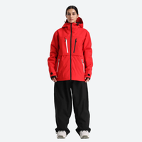 
                  
                    Women's waterproof 2L snow jacket and pants - red jacket with black pants, for skiing and snowboarding
                  
                