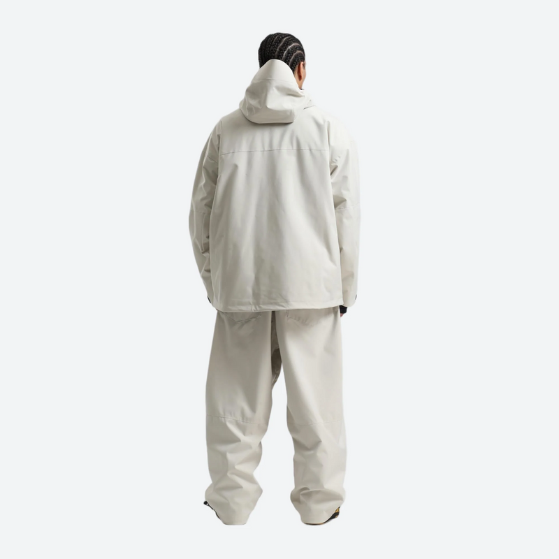 Men's breathable ski jacket with chest zip pockets - white jacket with white pants, for cold-weather winter sports