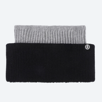 
                  
                    Hearth wool snow beanie with cuffed rib knit - black and gray wool headband, for hiking and trail walking
                  
                