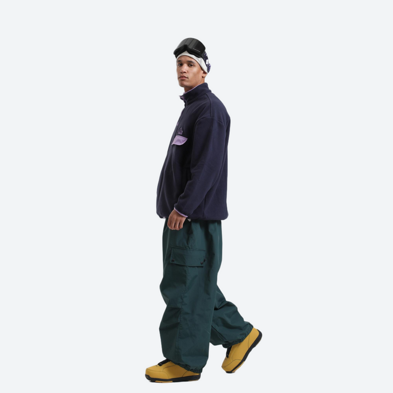 Unisex breathable wide-leg ski pants - dark green snow pants, for skiing and snowboarding