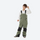 Kids 3L waterproof snow jacket and pants suit - olive bib pants with black knee patches, for youth snow play and sledding