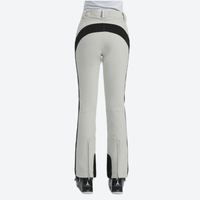 
                  
                    Women's adjustable ski pants with inner snow skirt - cream ski pants with black side stripe, for skiing and snowboarding
                  
                