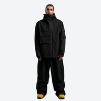 
                  
                    Men's colorblock ski pullover set - black jacket with black pants, for cold-weather winter sports
                  
                