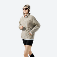 
                  
                    Warm textured fleece jacket with contrast zip - beige honeycomb fleece jacket on women, for hiking and trail walking
                  
                