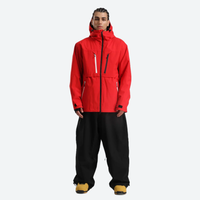 
                  
                    Men's 2-layer snowboard jacket and pants - red jacket with black pants, for resort and street wear
                  
                