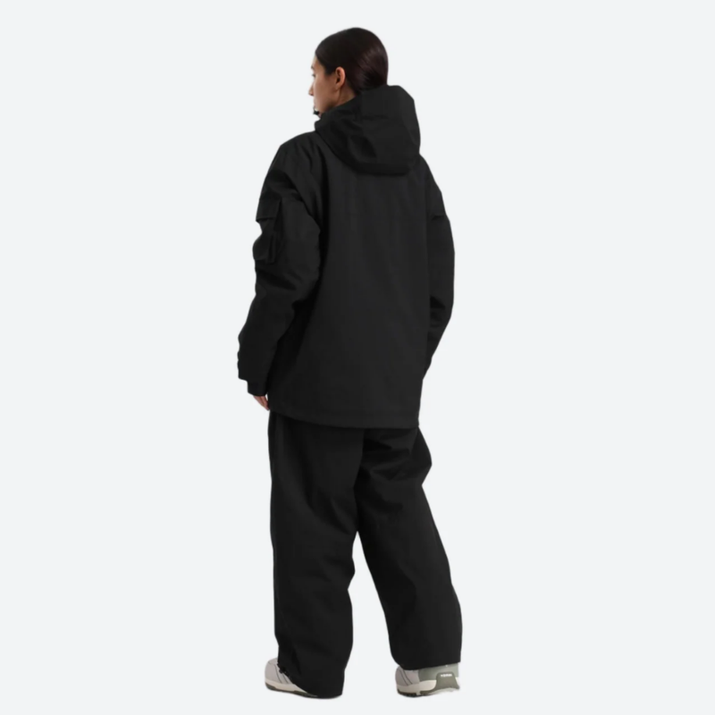 Women's waterproof 2L snow jacket and pants - black jacket with black pants, for skiing and snowboarding