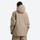Women's waterproof 2L snow jacket and pants - tan, on-model back hood view, for powder days and winter commute