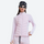 Women's warm packable down midlayer with stretch fabric - pink down jacket on women with beanie, for travel and daily commute