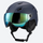Lightweight ski helmet with integrated goggle look - matte navy snow helmet with mirror goggles, for snow sports weekends