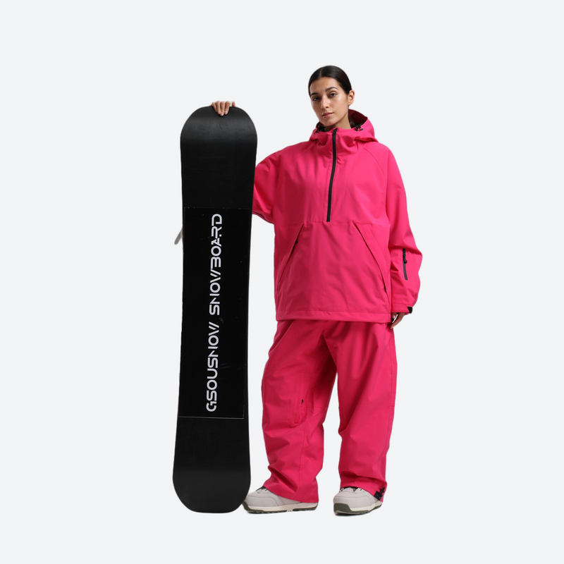 Women's 2-layer snowboard jacket and pants - rose pink anorak jacket and pants set, for resort and street wear