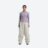 
                  
                    Women's breathable ski jacket set - lavender base layer top with cream snow pants, for powder days and winter commute
                  
                