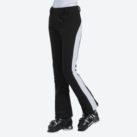 
                  
                    Women's slim waterproof ski trousers for resort - black ski pants with white side stripe, for winter mountain trips
                  
                