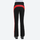 Women's adjustable ski pants with inner snow skirt - black ski pants with red side stripe, for skiing and snowboarding