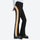 Women's slim waterproof ski trousers for resort - black ski pants with khaki side stripe, for snow sports weekends