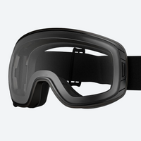 
                  
                    OTG spherical ski goggles - black frame smoke lens, front view, for skiing and snowboarding
                  
                