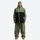 Men's colorblock ski anorak set - olive green and black colorblock, on-model front view, for skiing and snowboarding