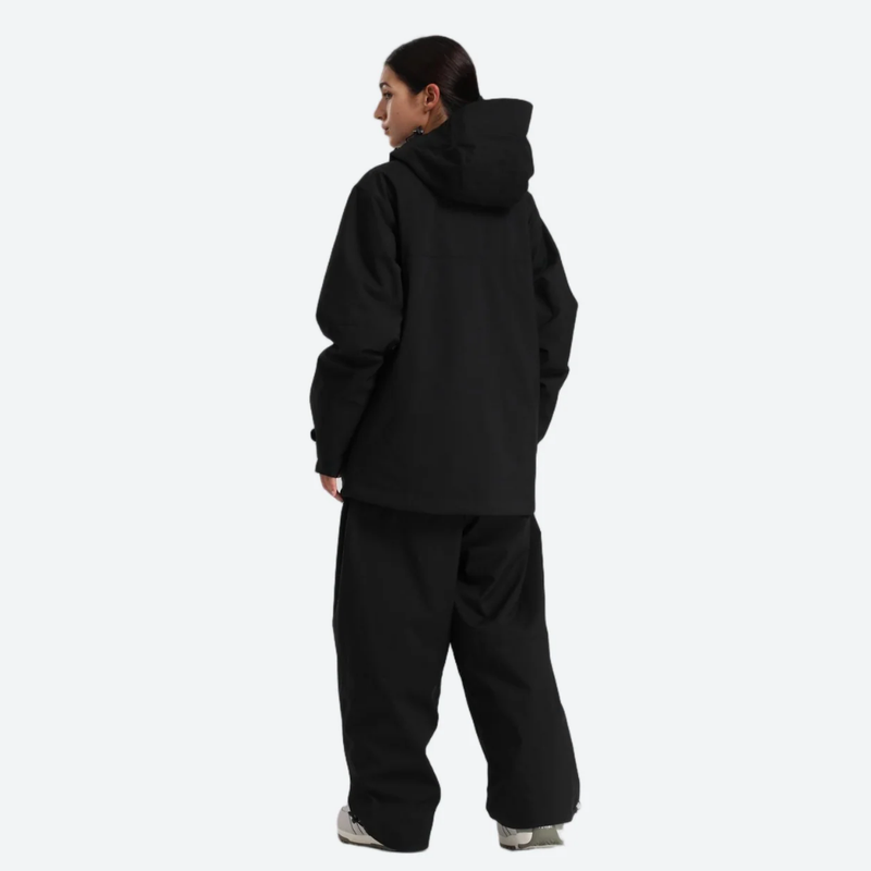 Women's waterproof 2L snow jacket and pants - black jacket with black pants, for resort and street wear