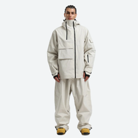 
                  
                    Men's breathable 2-layer snowboard jacket and pants - cream jacket with cream pants, for cold-weather winter sports
                  
                