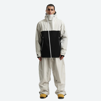 
                  
                    Men's waterproof 2L pullover snow jacket and pants - cream and black colorblock, 2-layer waterproof breathable shell
                  
                