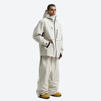
                  
                    Men's 2-layer snowboard jacket and pants - white jacket with white pants, for powder days and winter commute
                  
                