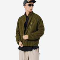 
                  
                    Breathable honeycomb knit fleece jacket with full zip - olive honeycomb fleece jacket on men with cap
                  
                