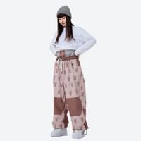 
                  
                    Women's breathable rabbit print ski jacket set - pink brown rabbit print snow pants with white top
                  
                