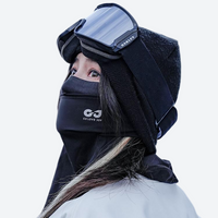 
                  
                    Black ski facemask neck gaiter for snow sports - black facemask on women in black cap, for snow sports weekends
                  
                