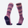 Compression merino wool ski socks 2.0 - striped merino ski socks, pair view in purple pink, for cold-weather training
