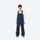 Youth 3-layer ski suit with bib pants - navy bib pants with black knee patches, for cold-weather winter outdoor fun