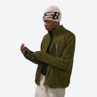 
                  
                    Breathable honeycomb knit fleece jacket with full zip - olive honeycomb fleece jacket on men with beanie
                  
                