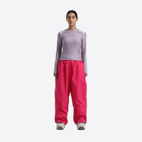 
                  
                    Women's waterproof 2L snow jacket and pants - lavender base layer top with rose red snow pants, on-model front view
                  
                