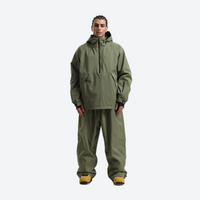 
                  
                    Men's breathable ski pullover set - olive green jacket with olive pants, for cold-weather winter sports
                  
                
