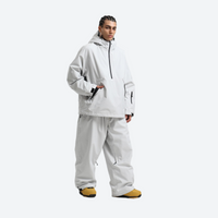 
                  
                    Men's breathable ski pullover set - light gray jacket with light gray pants, for cold-weather winter sports
                  
                