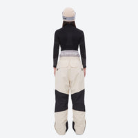 
                  
                    Waterproof snow jacket and pants set - women's cream colorblock pants with black base layer, for skiing and snowboarding
                  
                