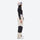Colorblock snowboard jacket and pants set - women's cream colorblock pants with black base layer, on-model side view