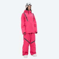 
                  
                    Women's breathable ski jacket with iridescent straps - pink jacket with pink pants, for resort and street wear
                  
                