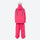 Waterproof snow jacket and pants set - rose pink, on-model front with snowboard and backpack, for powder and piste riding