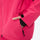 Women's snowboard jacket and wide-leg pants - pink jacket, side pocket close-up with hand, for skiing and snowboarding