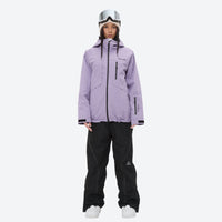 
                  
                    Breathable 2L snowboard jacket and pants - women's solid lavender, for all-mountain and backcountry days
                  
                