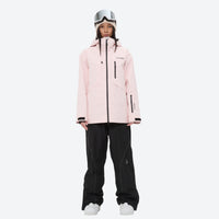 
                  
                    Waterproof 2L snow jacket and pants set - women's solid light pink, for all-mountain and backcountry days
                  
                