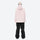 Breathable 2L snowboard jacket and pants - women's solid light pink, on-model back hood view, for cold-weather winter sports