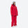 Breathable ski jacket and snow pants combo - red, on-model front view, for resort and backcountry days