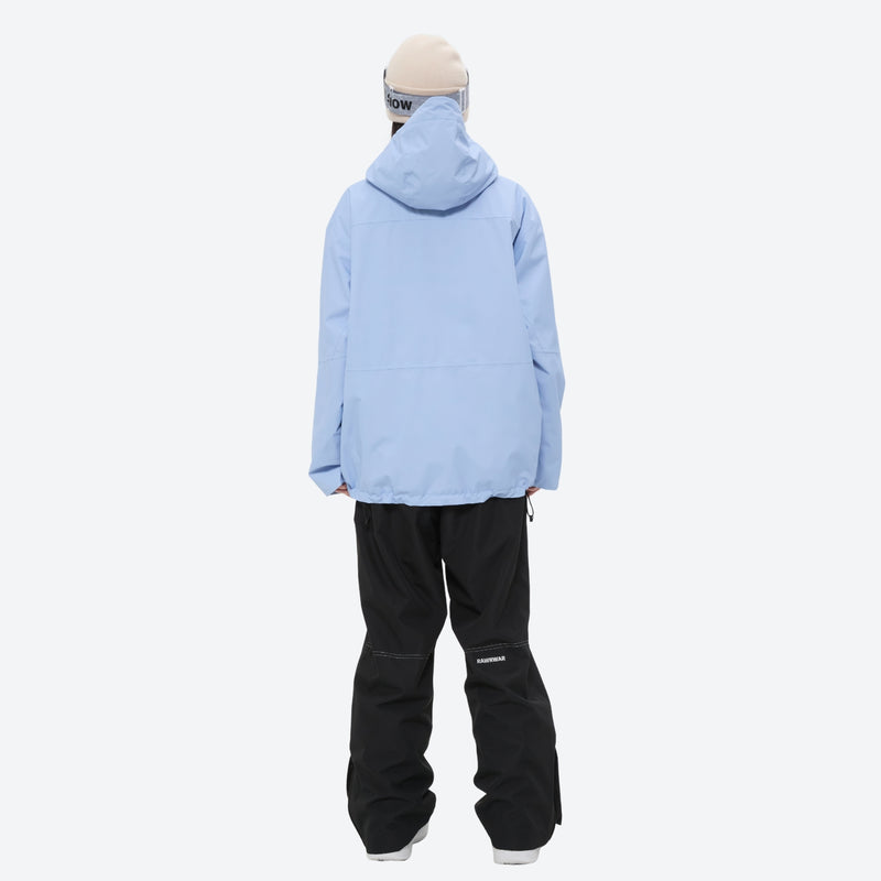 Breathable 2L snowboard jacket and pants - women's solid sky blue, for all-mountain and backcountry days