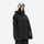 Women's reflective trim ski jacket with suspender bibs - black jacket with black bib pants, for cold-weather winter sports